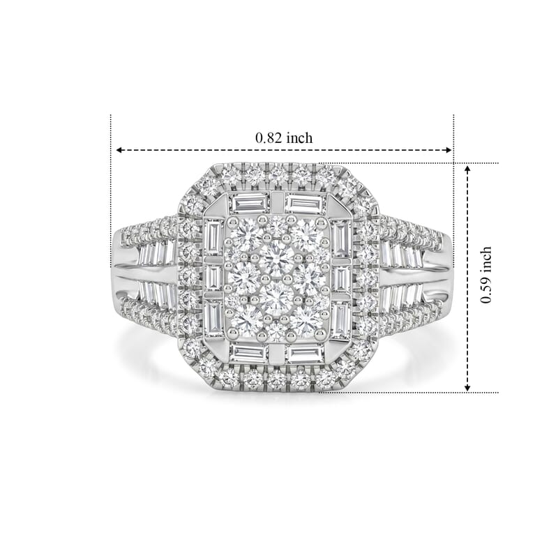 Luxuriant Lab Grown Diamond G-H SI 1.00 ctw Architects of Light Ring in Rhodium Over Sterling Silver (Size 8.0)