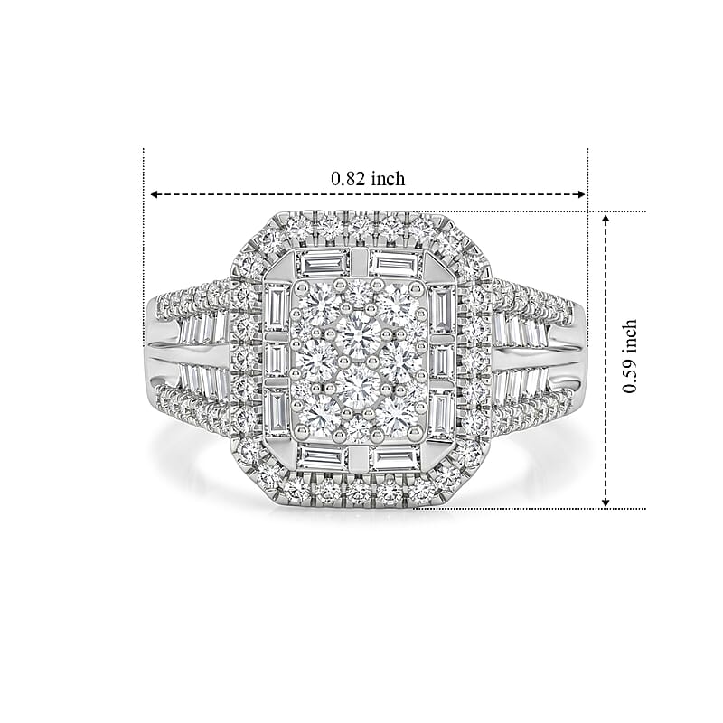 G-H SI 1.00 ctw Luxuriant Lab Grown Diamond Ring in Rhodium Over Sterling Silver (Size 8.0)