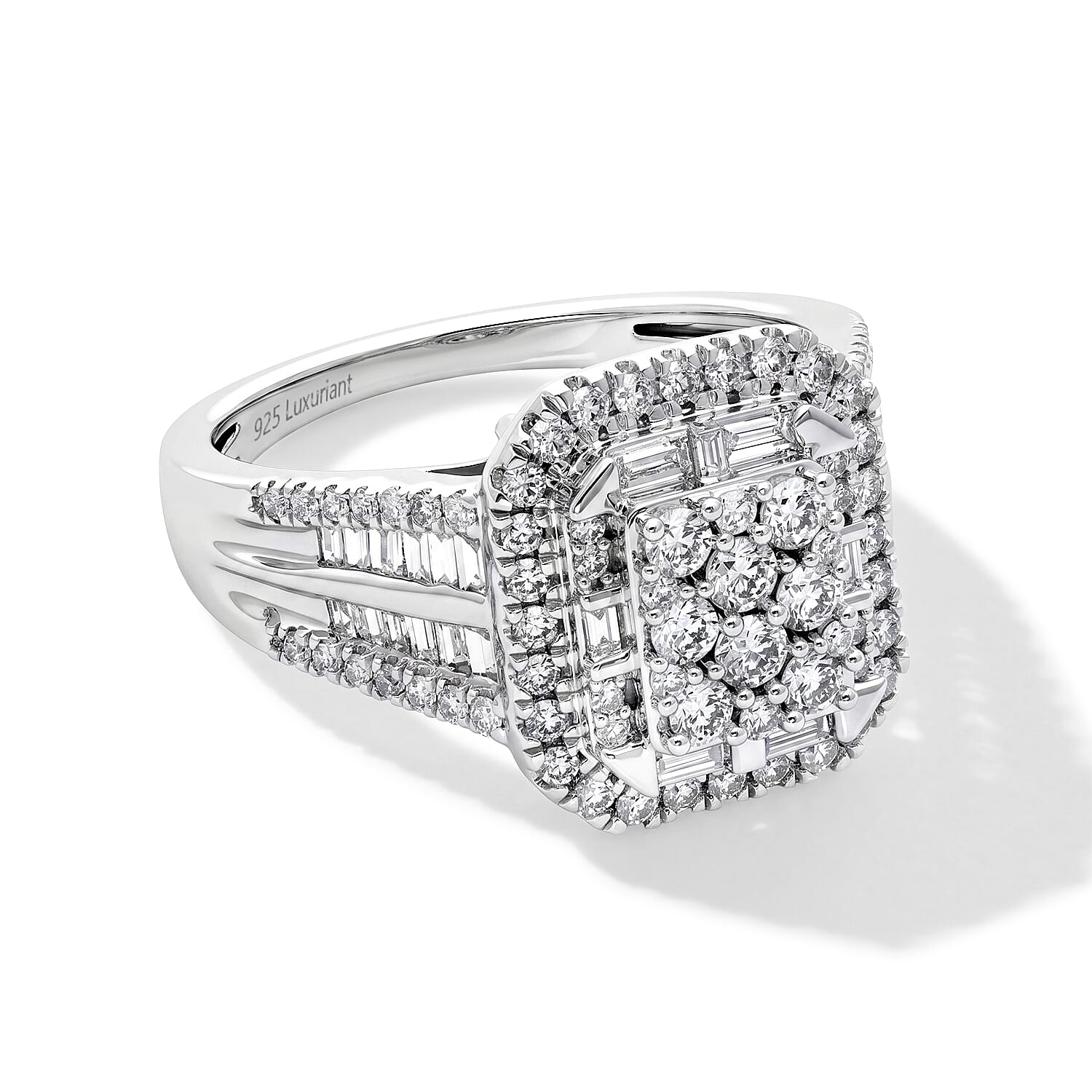 Luxuriant Lab Grown Diamond G-H SI 1.00 ctw Ring in Rhodium Over Sterling Silver (Size 9.0)