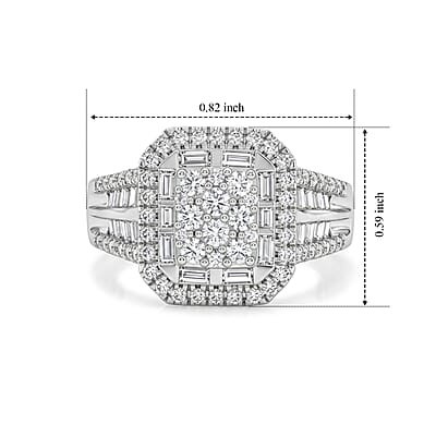 Luxuriant Lab Grown Diamond G-H SI 1.00 ctw Ring in Rhodium Over Sterling Silver (Size 9.0)