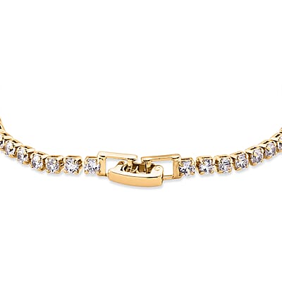 Simulated Diamond Cross Tennis Bracelet in Goldtone (7.25 In)
