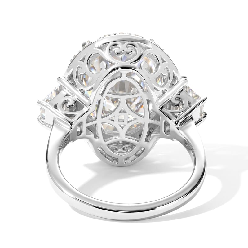 D'Joy Moissanite 10.70 ctw Halo Ring in Rhodium Over Sterling Silver (Size 5.0)