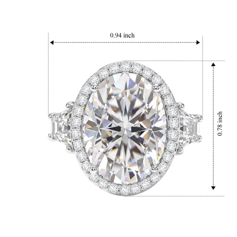D'Joy Moissanite 10.70 ctw Halo Ring in Rhodium Over Sterling Silver (Size 5.0)