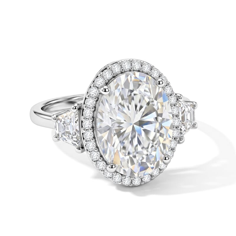 D'Joy Moissanite 10.70 ctw Halo Ring in Rhodium Over Sterling Silver (Size 7.0)