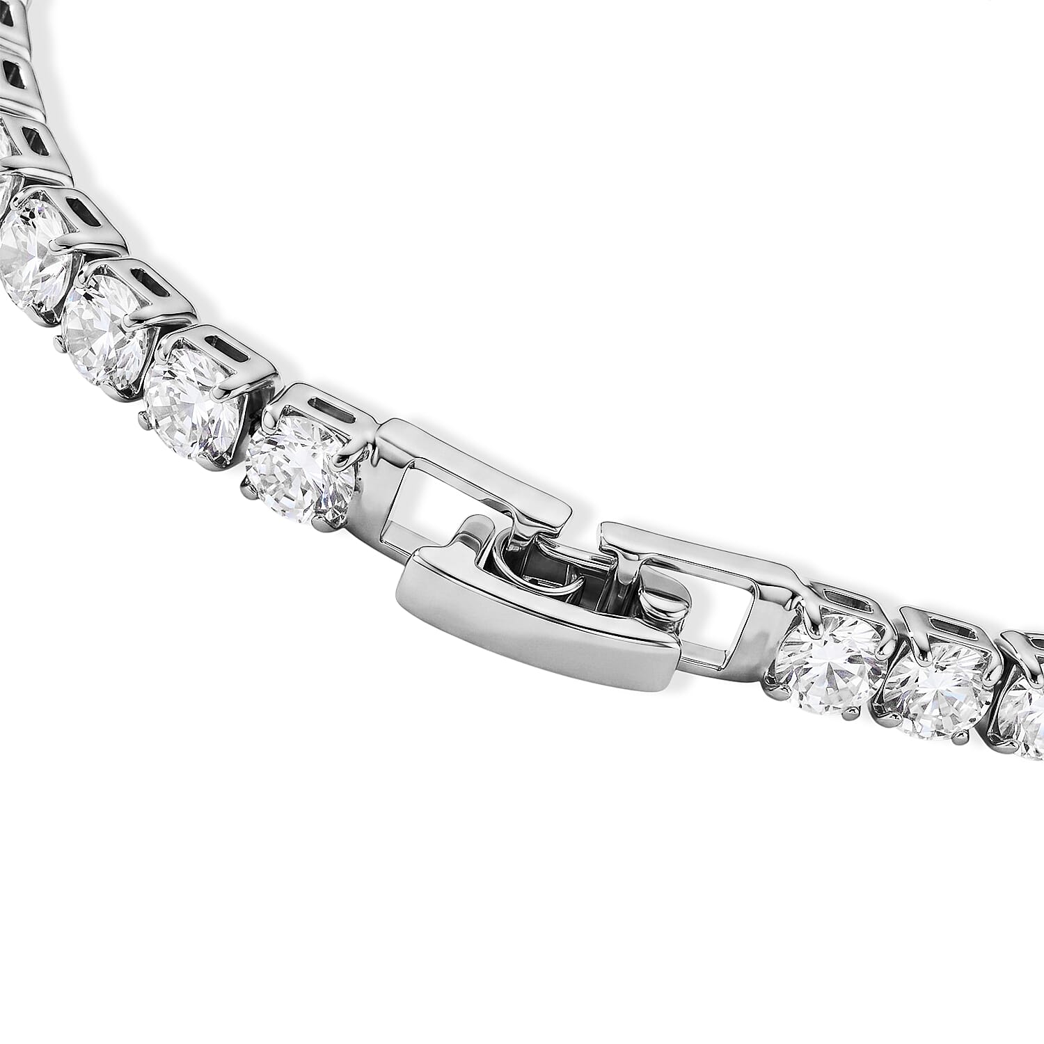 Simulated Diamond Tennis Bracelet with Hamsa Charms in Silvertone (7.25 In)