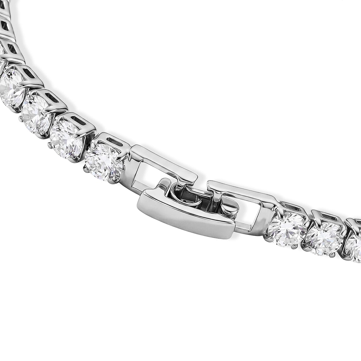 Simulated Diamond Tennis Bracelet with Hamsa Charms in Silvertone (7.25 In) 3.00 ctw image number 3