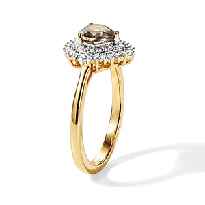D'Joy AAA Turkizite and Moissanite 1.10 ctw Golden Romance Ring in 18K Vermeil Yellow Gold Over Sterling Silver (Size 10.0)
