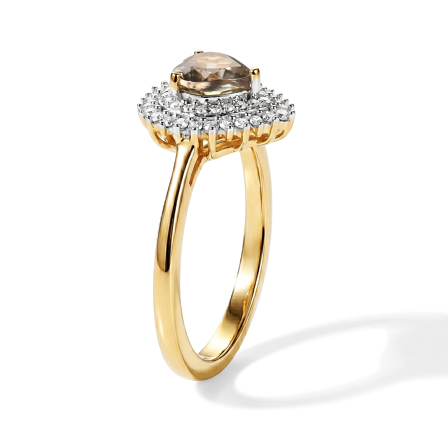 D'Joy AAA Turkizite and Moissanite 1.10 ctw Golden Romance Ring in 18K Vermeil Yellow Gold Over Sterling Silver (Size 6.0)