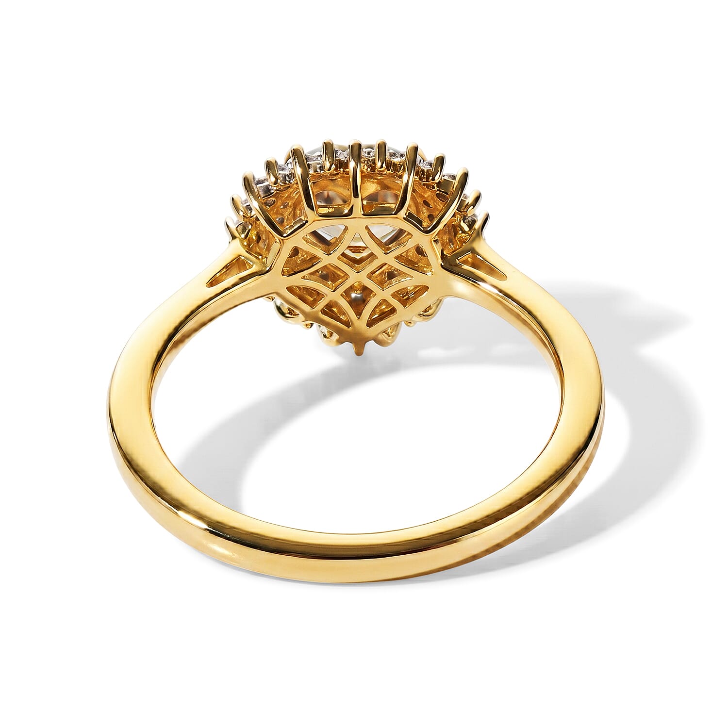 D'Joy AAA Turkizite and Moissanite 1.10 ctw Golden Romance Ring in 18K Vermeil Yellow Gold Over Sterling Silver (Size 6.0)