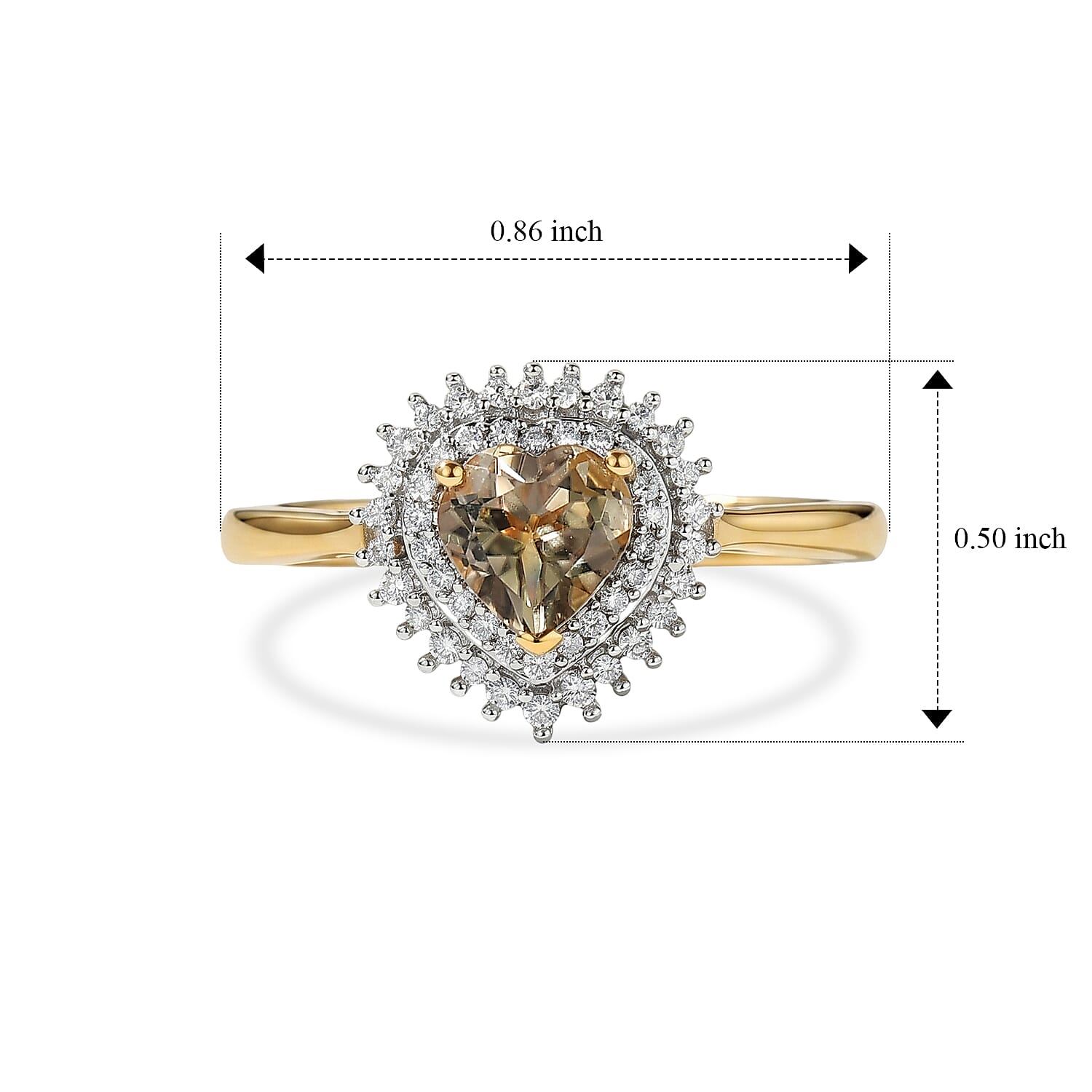 D'Joy AAA Turkizite and Moissanite 1.10 ctw Golden Romance Ring in 18K Vermeil Yellow Gold Over Sterling Silver (Size 6.0)