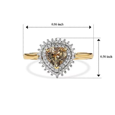 D'Joy AAA Turkizite and Moissanite 1.10 ctw Golden Romance Ring in 18K Vermeil Yellow Gold Over Sterling Silver (Size 6.0)