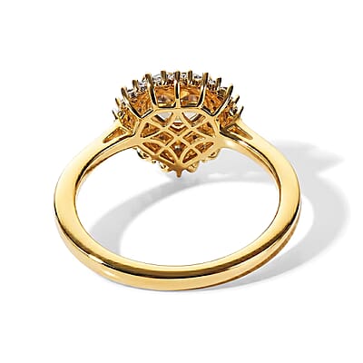 D'Joy AAA Turkizite and Moissanite 1.10 ctw Golden Romance Ring in 18K Vermeil Yellow Gold Over Sterling Silver (Size 6.0)