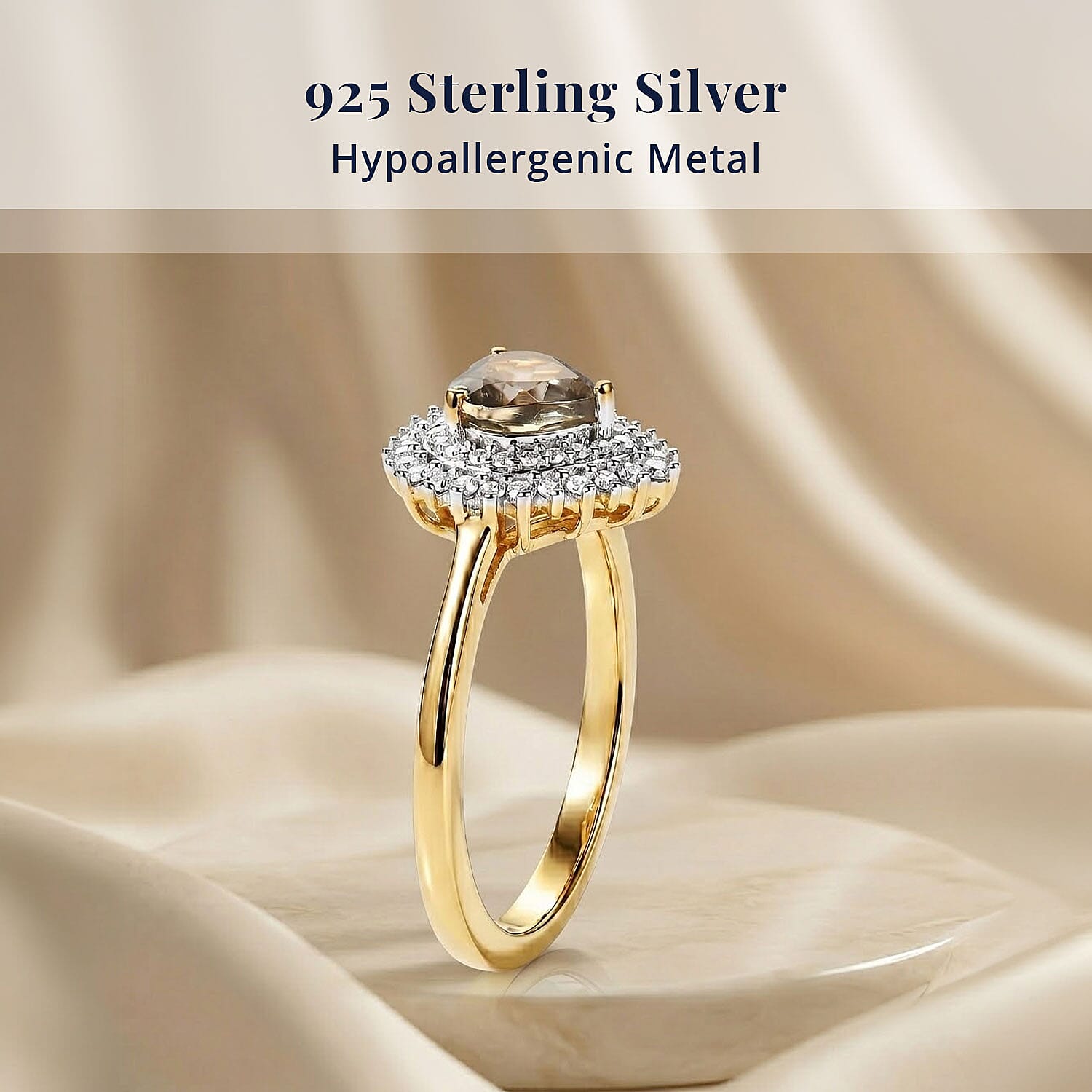 D'Joy AAA Turkizite and Moissanite 1.10 ctw Golden Romance Ring in 18K Vermeil Yellow Gold Over Sterling Silver (Size 7.0)