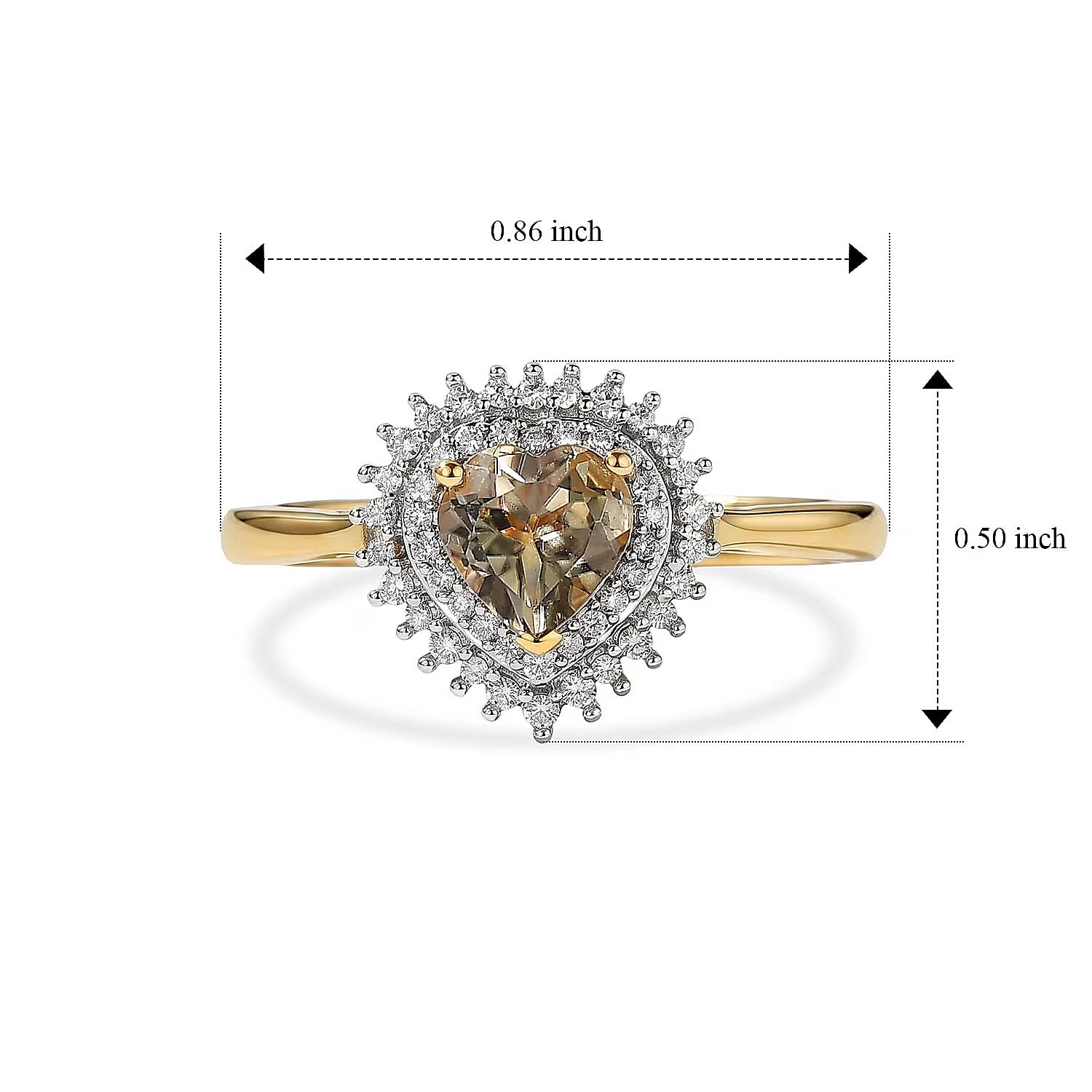 D'Joy AAA Turkizite and Moissanite 1.10 ctw Golden Romance Ring in 18K Vermeil Yellow Gold Over Sterling Silver (Size 7.0)