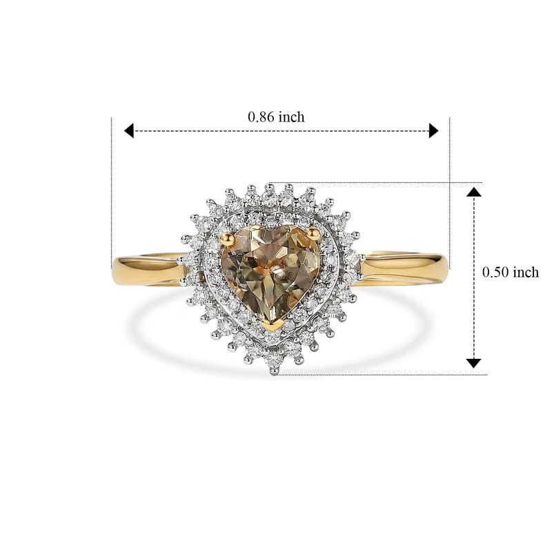 D'Joy AAA Turkizite and Moissanite 1.10 ctw Golden Romance Ring in 18K Vermeil Yellow Gold Over Sterling Silver (Size 7.0)