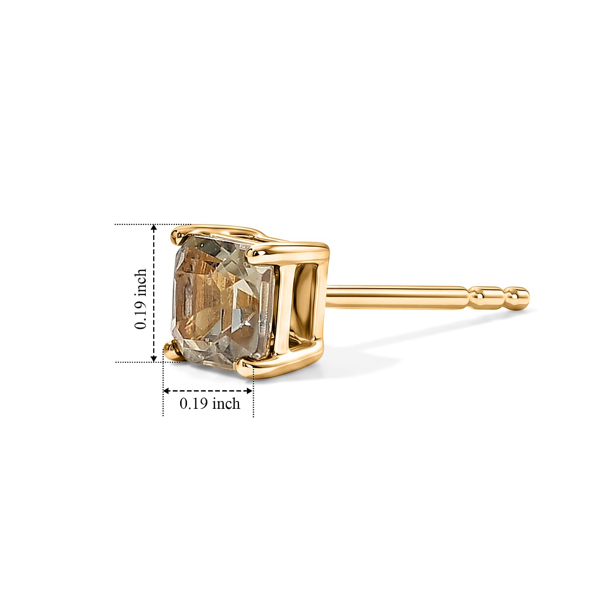 D'Joy Asscher Cut AAA Turkizite 0.90 ctw Solitaire Stud Earrings in 18K Vermeil Yellow Gold Over Sterling Silver image number 2