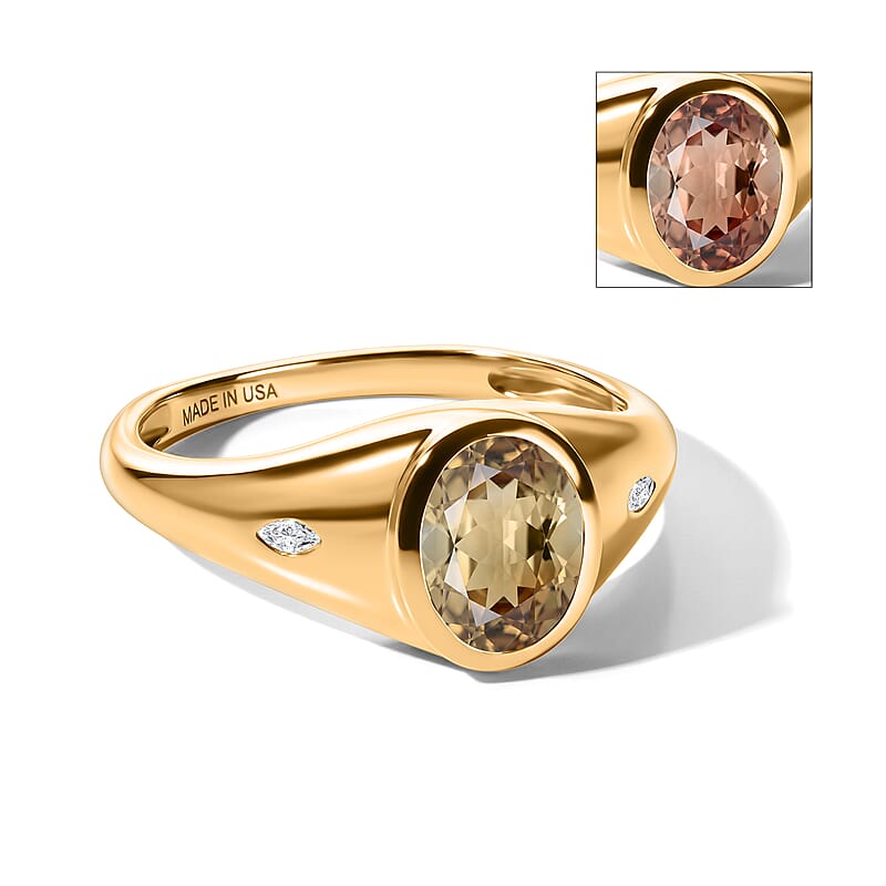D'Joy AAA Turkizite and Moissanite 1.60 ctw Golden Dynesty Ring in 18K Vermeil Yellow Gold Over Sterling Silver (Size 6.0)
