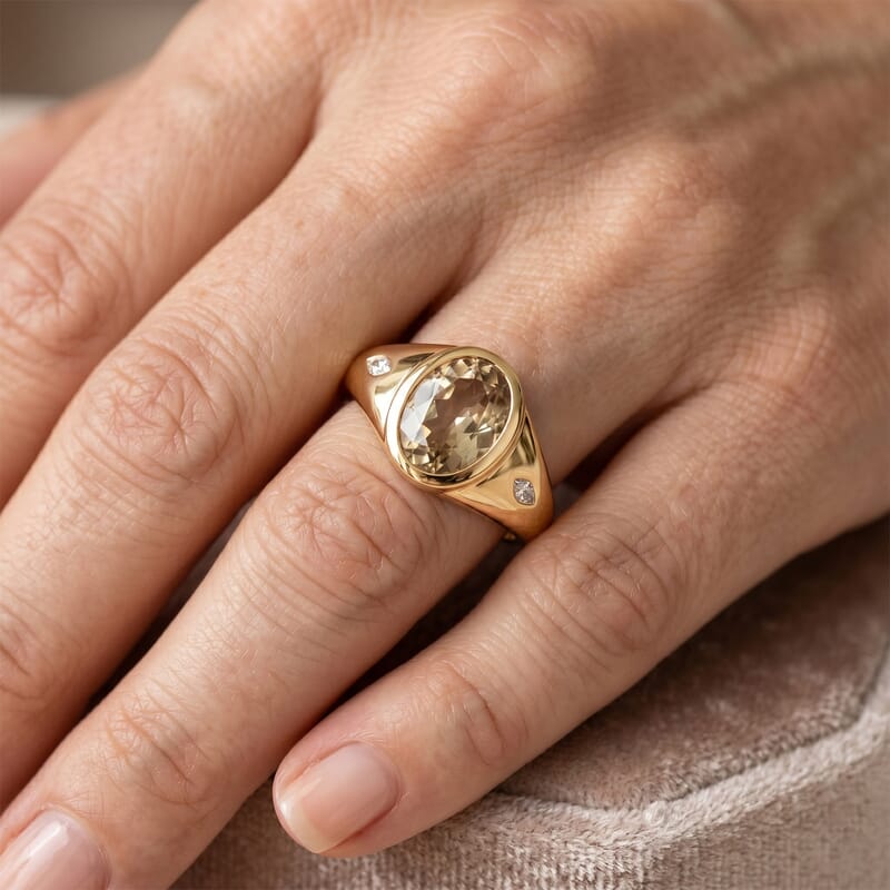 Doorbuster D'Joy AAA Turkizite and Moissanite 1.60 ctw Golden Dynesty Ring in 18K Vermeil Yellow Gold Over Sterling Silver (Size 6.0)