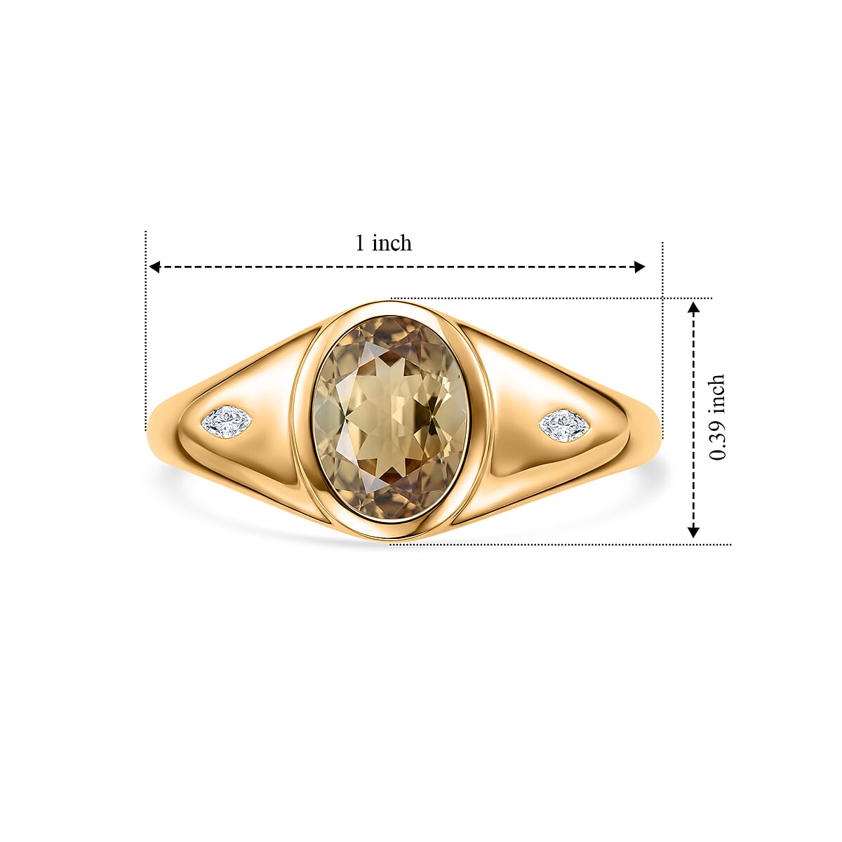 D'Joy AAA Turkizite and Moissanite 1.60 ctw Golden Dynesty Ring in 18K Vermeil Yellow Gold Over Sterling Silver (Size 6.0) image number 5