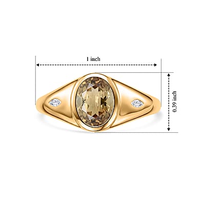 D'Joy AAA Turkizite and Moissanite 1.60 ctw Golden Dynesty Ring in 18K Vermeil Yellow Gold Over Sterling Silver (Size 6.0)