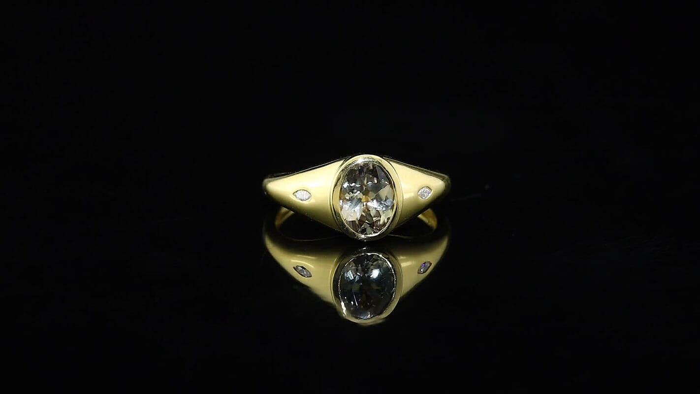 D'Joy AAA Turkizite, Moissanite Golden Dynesty Ring in 18K Vermeil YG Over Sterling Silver (Size 10.0) 1.60 ctw