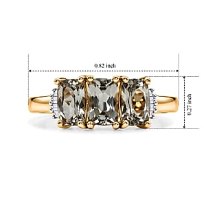 D'Joy AAA Turkizite and Diamond 2.00 ctw Gilded Mirage Ring in 18K Vermeil Yellow Gold Over Sterling Silver (Size 10.0)