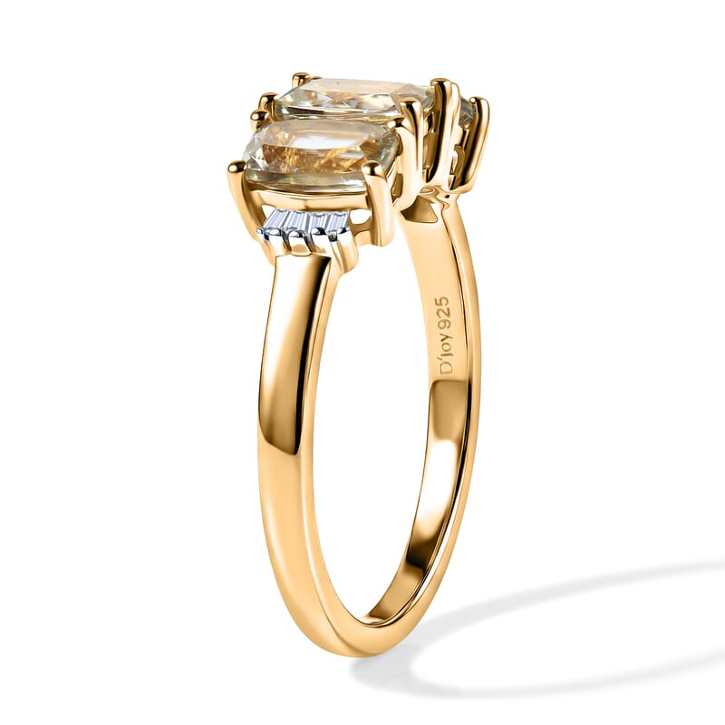 Doorbuster D'Joy AAA Turkizite and Diamond 2.00 ctw Gilded Mirage Ring in 18K Vermeil Yellow Gold Over Sterling Silver (Size 6.0)