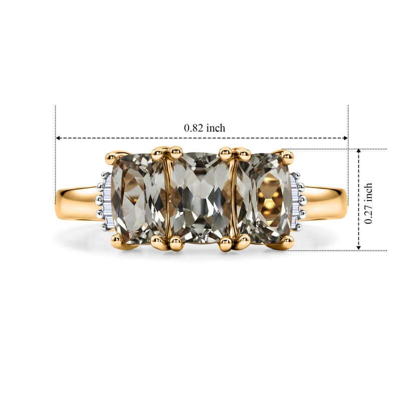 Doorbuster D'Joy AAA Turkizite and Diamond 2.00 ctw Gilded Mirage Ring in 18K Vermeil Yellow Gold Over Sterling Silver (Size 6.0)