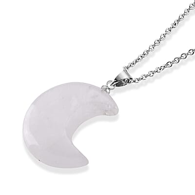 White Quartz 25.00 ctw Pendant in Platinum Bond with Stainless Steel Necklace 20 Inches