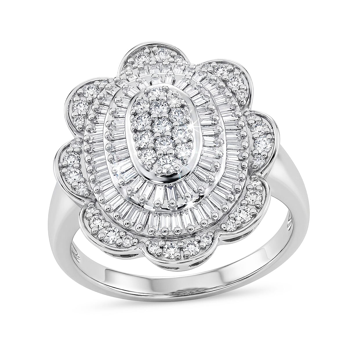 D'Joy Diamond 1.00 ctw Ring in Rhodium Over Sterling Silver (Size 6.0)
