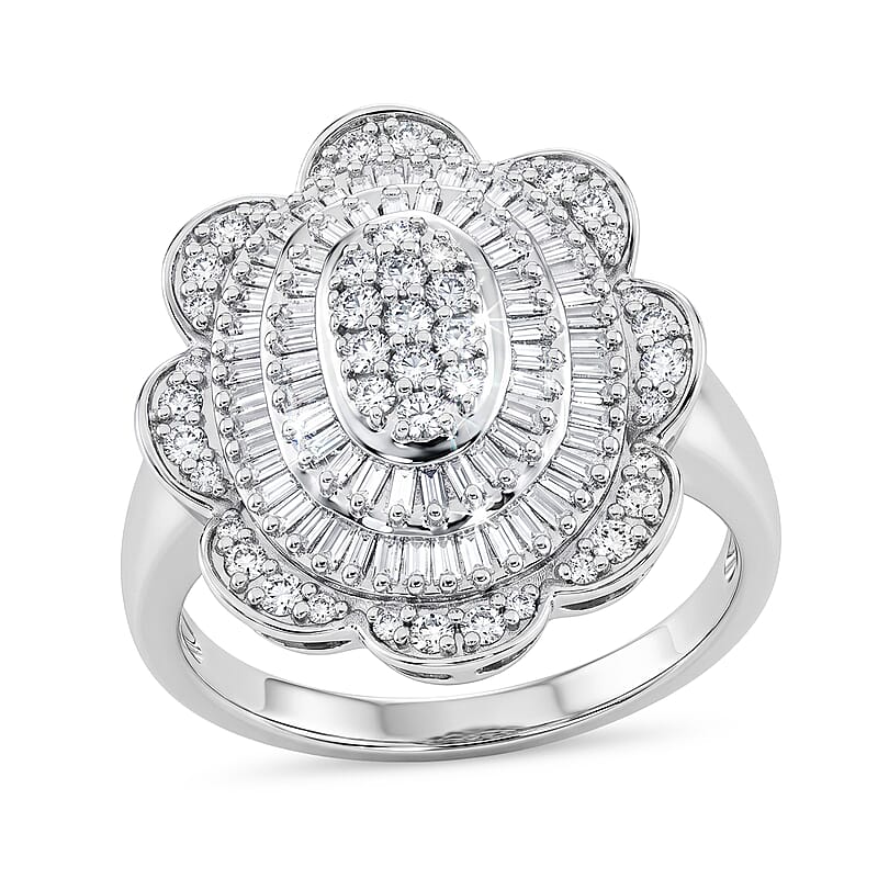 D'Joy Diamond 1.00 ctw Ring in Rhodium Over Sterling Silver (Size 6.0)