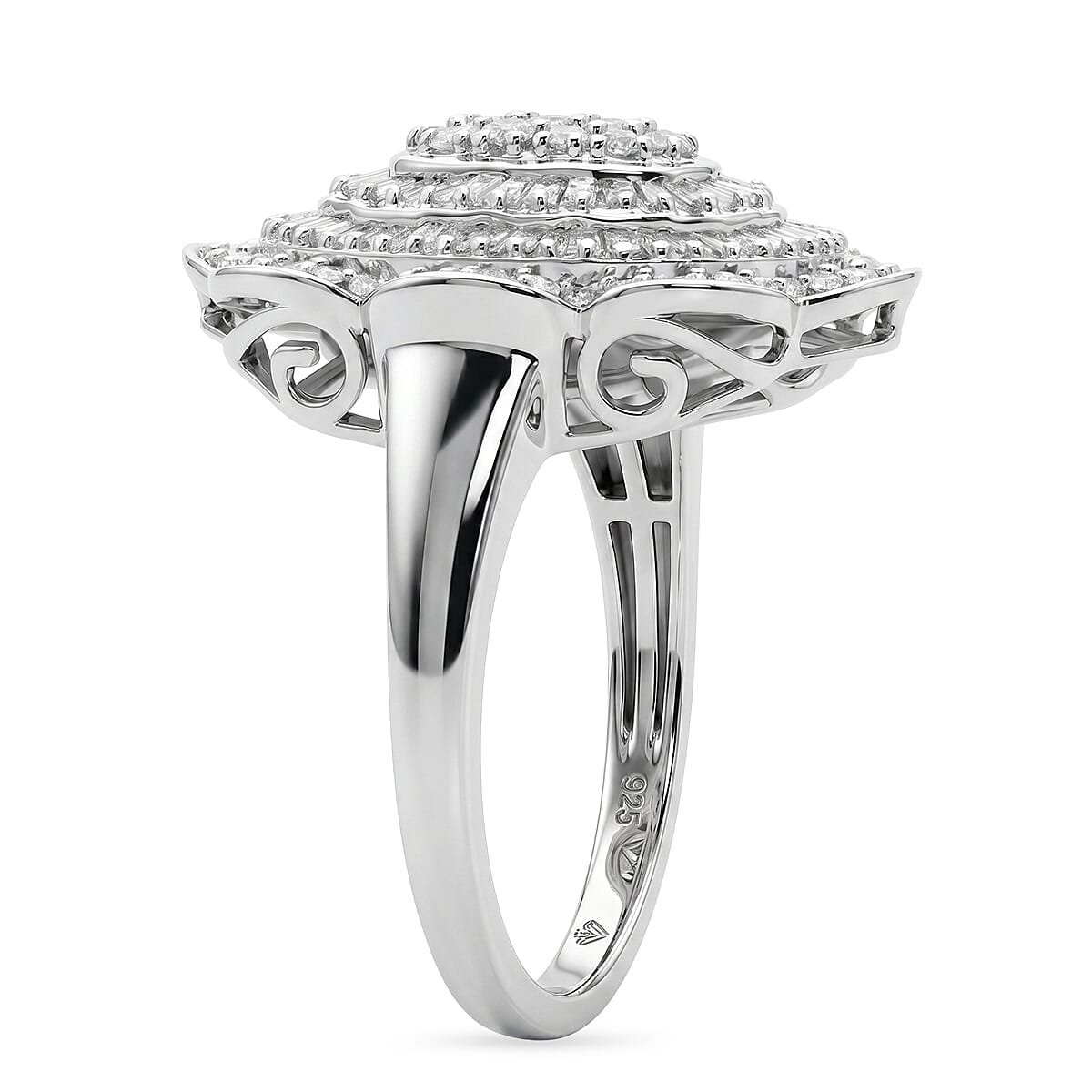 D'Joy Diamond 1.00 ctw Ring in Rhodium Over Sterling Silver (Size 6.0)