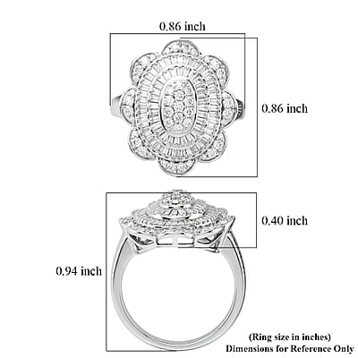 D'Joy Diamond 1.00 ctw Ring in Rhodium Over Sterling Silver (Size 6.0)