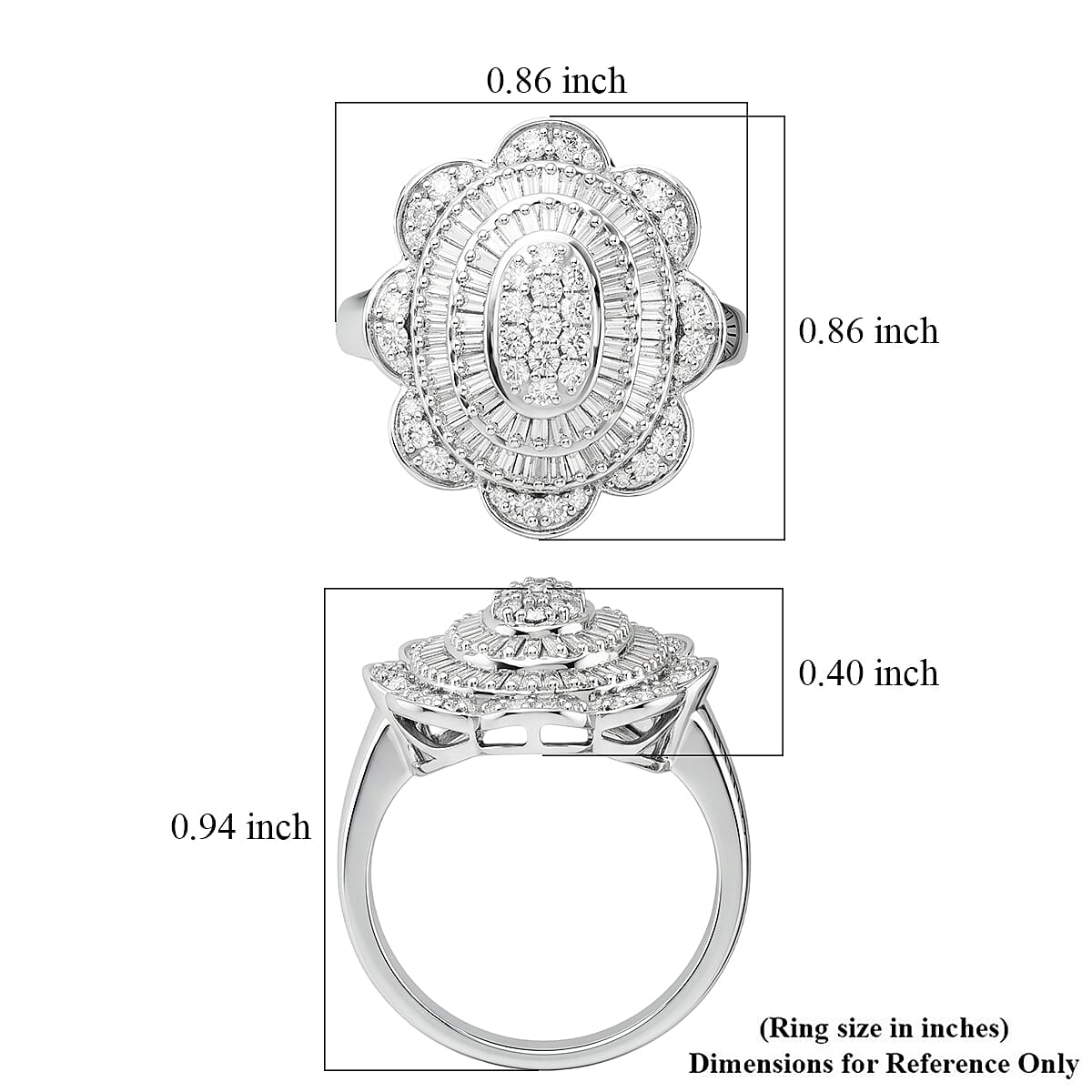 D'Joy Diamond 1.00 ctw Ring in Rhodium Over Sterling Silver (Size 8.0) image number 5