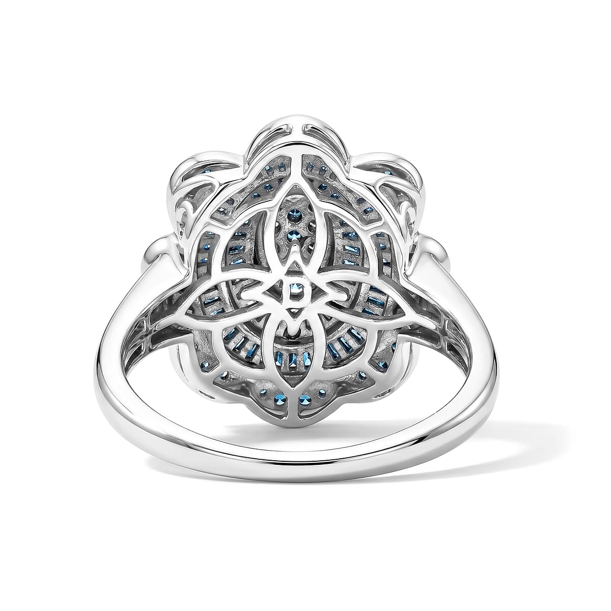 D'Joy Blue Diamond 1.00 ctw Ring in Rhodium Over Sterling Silver (Size 10.0) image number 4