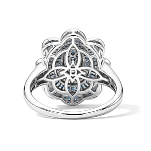 D'Joy Blue Diamond 1.00 ctw Ring in Rhodium Over Sterling Silver (Size 10.0)