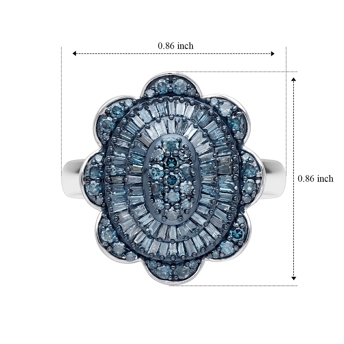D'Joy Blue Diamond 1.00 ctw Ring in Rhodium Over Sterling Silver (Size 10.0) image number 5