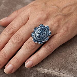 D'Joy Blue Diamond 1.00 ctw Ring in Rhodium Over Sterling Silver (Size 8.0)