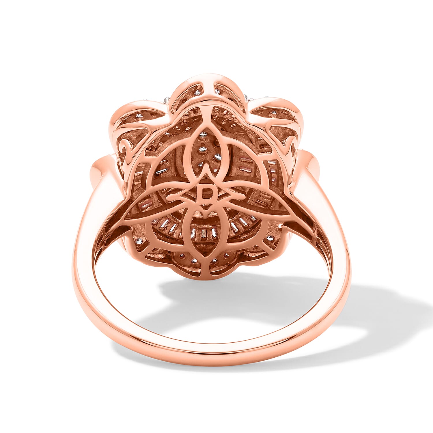 D'Joy Natural Champagne Diamond 1.00 ctw Bloom Ring in 18K Vermeil Rose Gold Over Sterling Silver (Size 6.0)