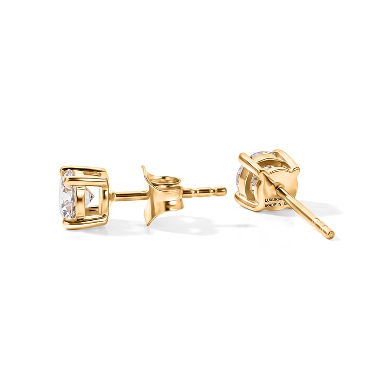 IGI Certified Luxuriant Lab Grown Diamond E-F VS 1.00 ctw Stud Earrings in 18K Vermeil Yellow Gold Over Sterling Silver