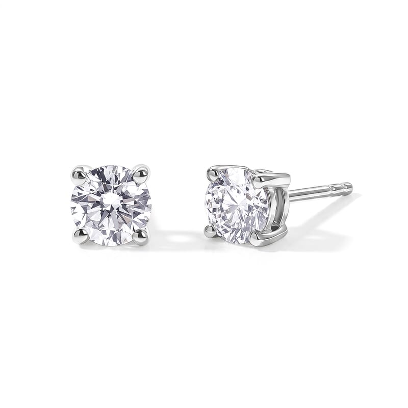 IGI Certified Luxuriant Lab Grown Diamond E-F VS 1.00 ctw Stud Earrings in Rhodium Over Sterling Silver