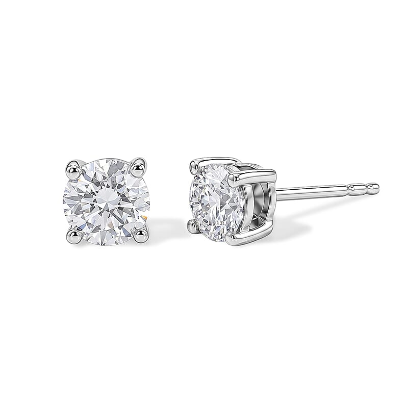 IGI Certified Luxuriant Lab Grown Diamond E-F VS 1.00 ctw Stud Earrings in Rhodium Over Sterling Silver