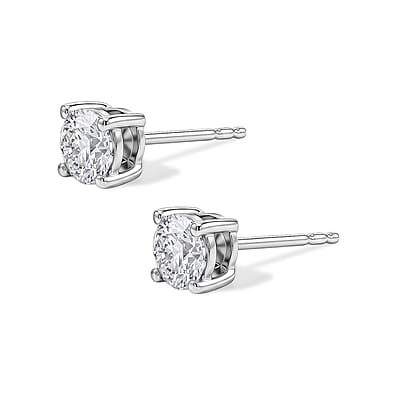 IGI Certified Luxuriant Lab Grown Diamond E-F VS 1.00 ctw Stud Earrings in Rhodium Over Sterling Silver