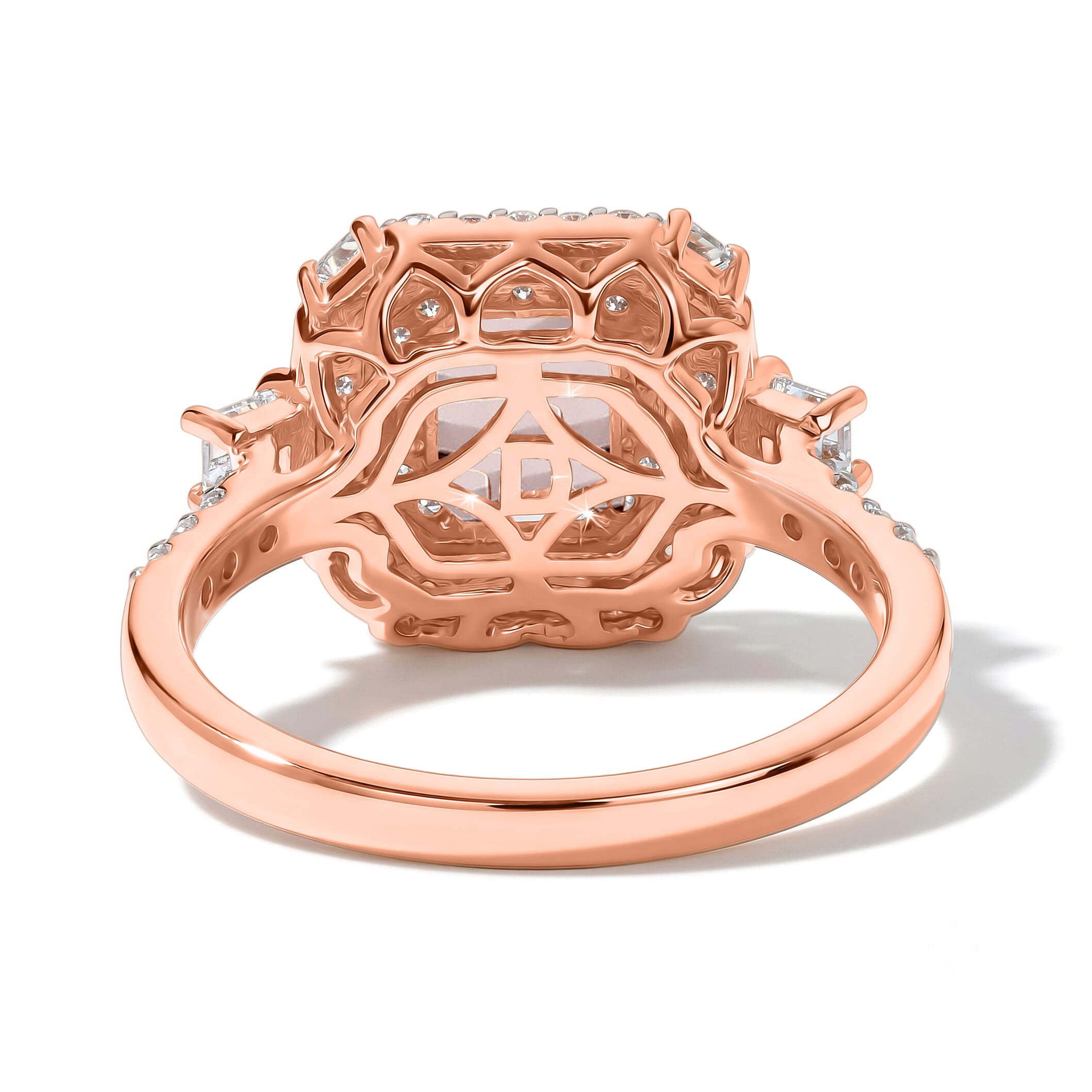 Certified and Appraised D'Joy Premium Pink Morganite and Moissanite 1.80 ctw Ring in 18K Vermeil Rose Gold Over Sterling Silver (Size 6.0)