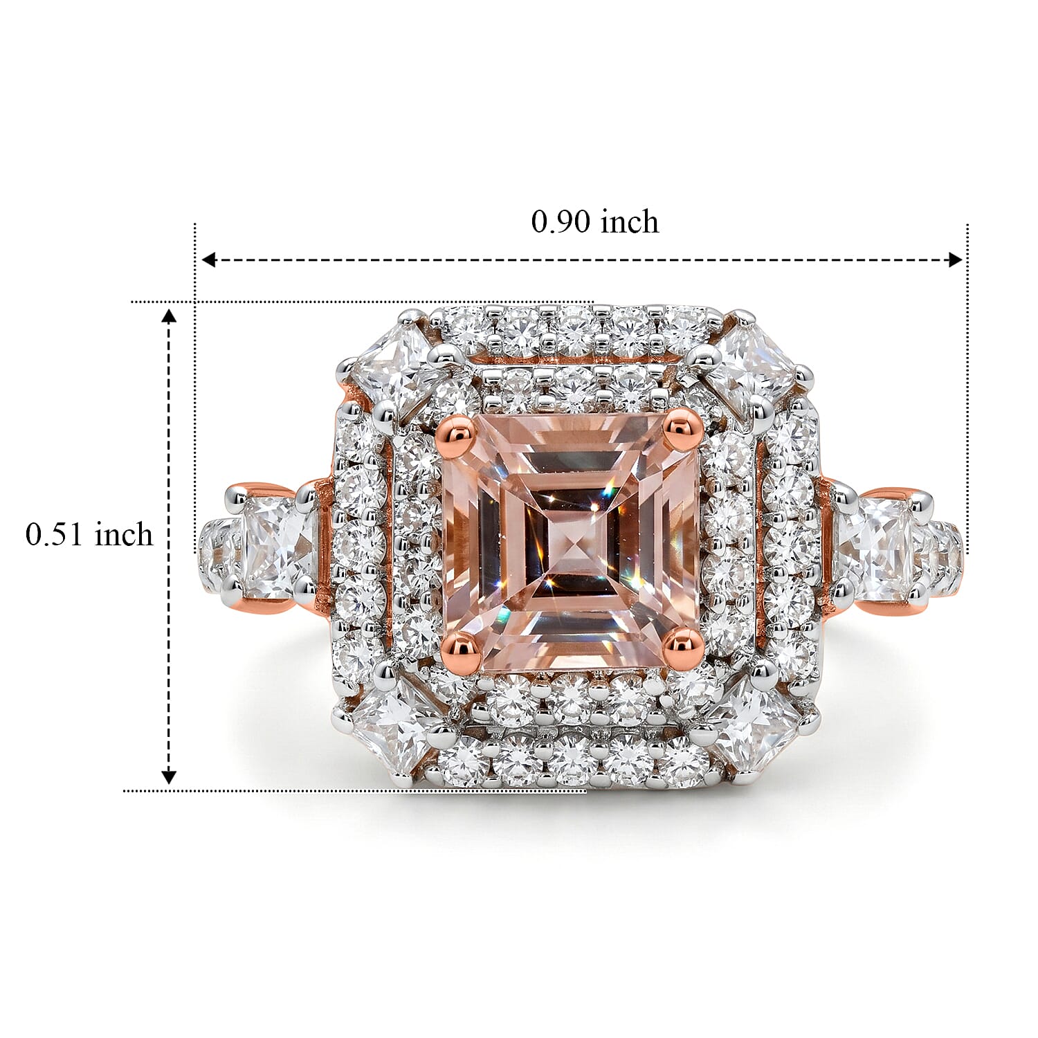 Certified and Appraised D'Joy Premium Pink Morganite and Moissanite 1.80 ctw Ring in 18K Vermeil Rose Gold Over Sterling Silver (Size 8.0)