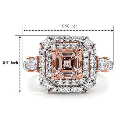 Certified and Appraised D'Joy Premium Pink Morganite and Moissanite 1.80 ctw Ring in 18K Vermeil Rose Gold Over Sterling Silver (Size 9.0)