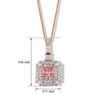 D'Joy Pink Morganite ,  Moissanite  Main Stone With Side Stone Pendant in 18K RG VermeilSterling Silver 1.54 ctw