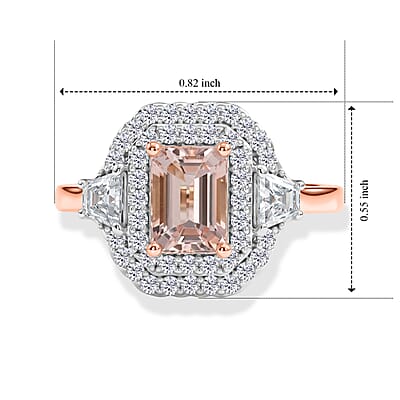 Certified and Appraised D'Joy Premium Pink Morganite and Moissanite 1.65 ctw Ring in 18K Vermeil Rose Gold Over Sterling Silver (Size 6.0)
