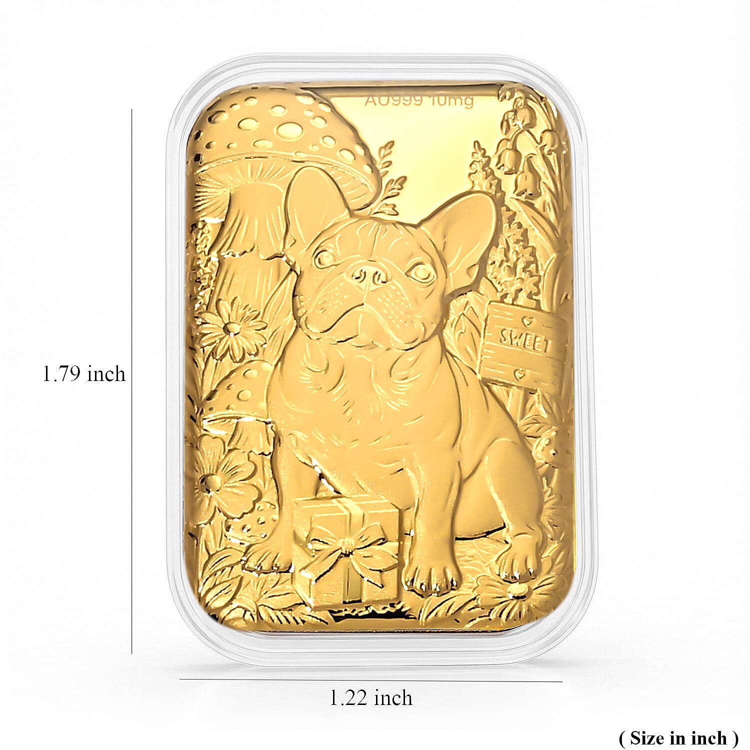 24K Gold French Bulldog Emboss Sheet (31x45.5mm) 10mg