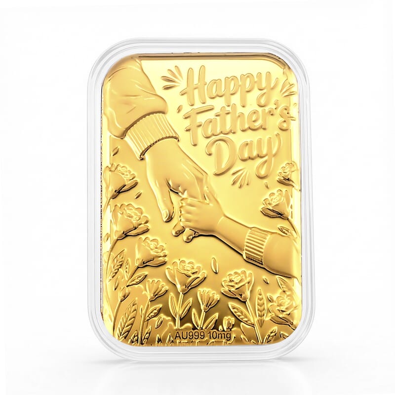 24K Gold Happy Father's Day Embossed Sheet (31x45.5mm) 10mg